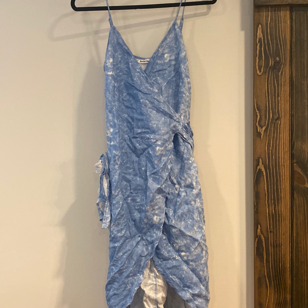 Reformation linen wrap dress